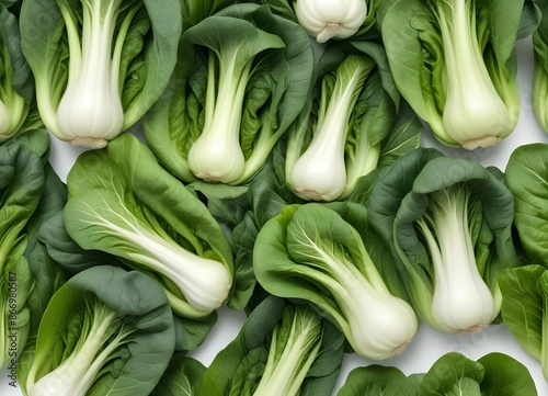 Green Bok Choy Vegetables on a White Background - Fresh and Nutritious Asian Greens