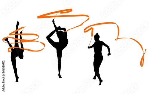 Fényképezés aro, gimnasia, deportes, acrobatas, gimnastas, silueta, vectores, bola