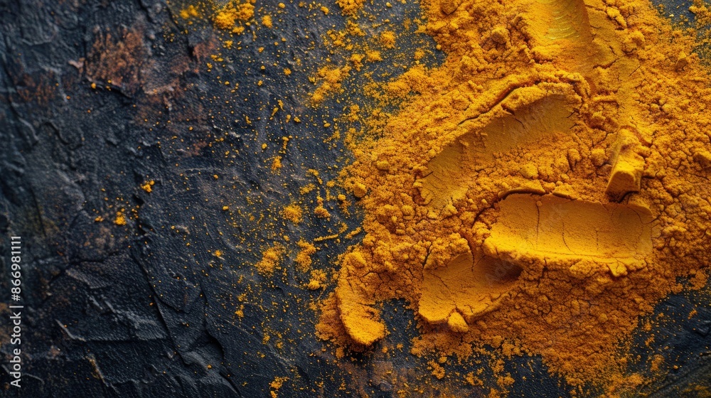 Top view of ground turmeric on a textured background Top view of ground turmeric on a textured background