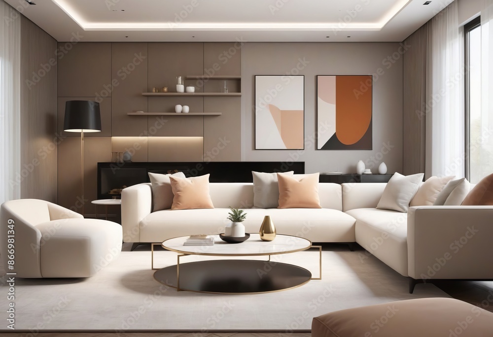 A 3D Rendering of Contemporary Living Room Chic A 3D Rendering of Contemporary Living Room Chic