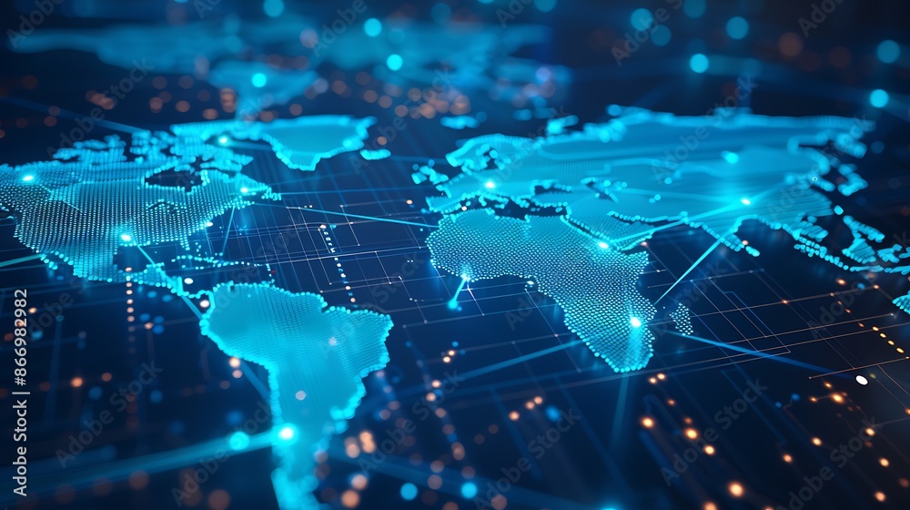 Global Network Connection - A Digital Map of the World Global Network Connection - A Digital Map of the World