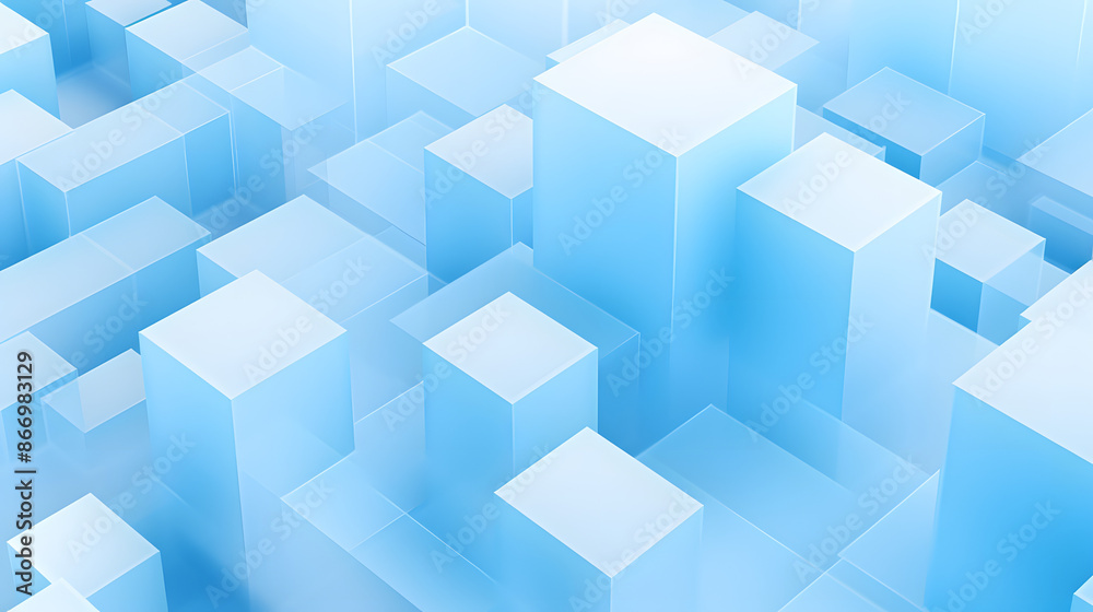Sky blue cubic 3D geometric abstract design featuring a pattern of interlocking cubes. Sky blue cubic 3D geometric abstract design featuring a pattern of interlocking cubes.