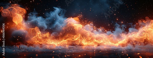 Ethereal Elements: Smoke Overlay with Realistic Flame Vector