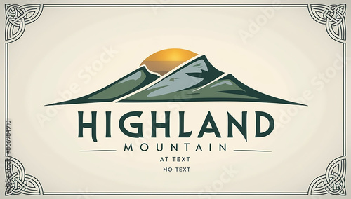Highland mountain logo design vector illustration