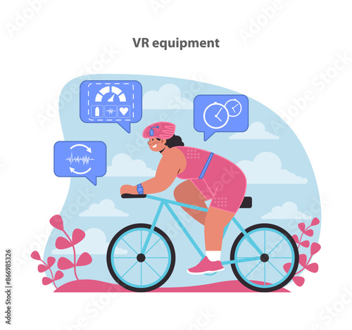 Pedal into the future of exercise with our VR equipment illustration.