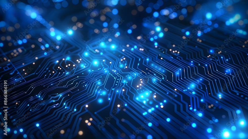 High computer technology design. Modern data protection vector presentation. Abstract circuit board futuristic concept. Data transfer and protection, internet communication on a blue background High computer technology design. Modern data protection vector presentation. Abstract circuit board futuristic concept. Data transfer and protection, internet communication on a blue background