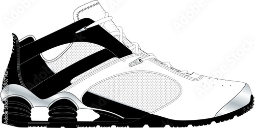 Sneaker CAD Side View Footwear Technical Illustration