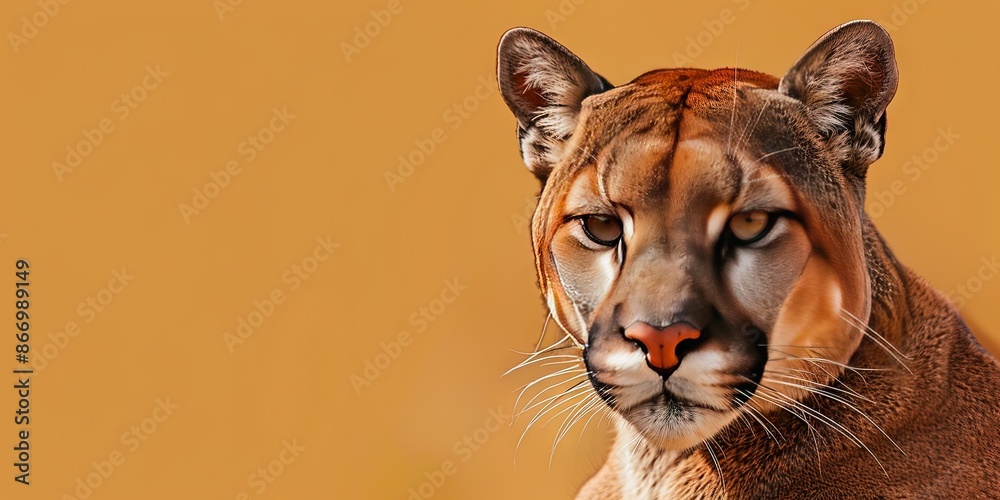 Obraz premium Realistic photography of a cougar, pure solid color background, 