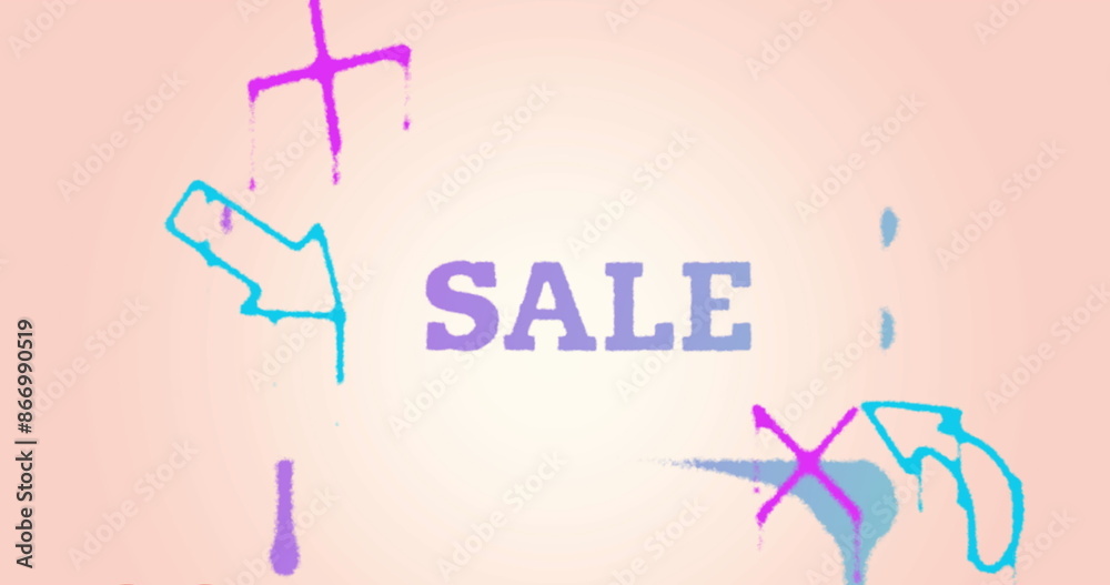 Naklejka premium Image of sale text and pattern on orange background
