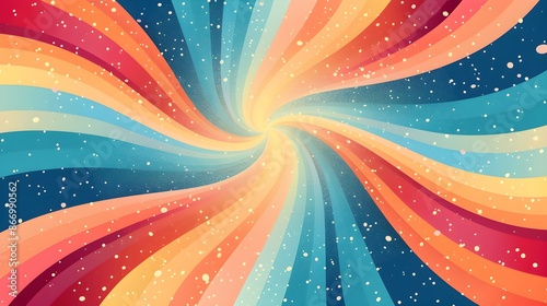 Blue & pink retro groovy background vector presentation design