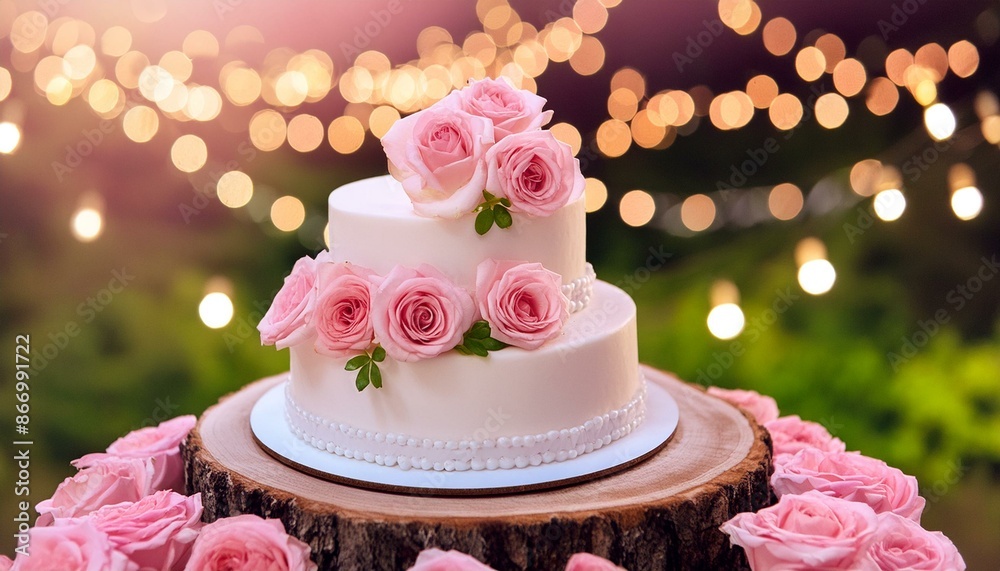 cake with delicate pink roses at the celebration; wedding concept cake with delicate pink roses at the celebration; wedding concept