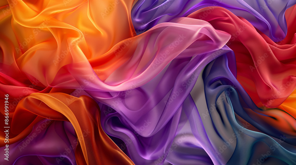 Abstract colorful waves of fabric in elegant composition. Abstract expressionism Abstract colorful waves of fabric in elegant composition. Abstract expressionism