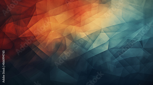 abstract background with geometric shapes in shades of blue and orange, polygonal pattern, gradient texture, adding contrast between different sections against the dark backdrop