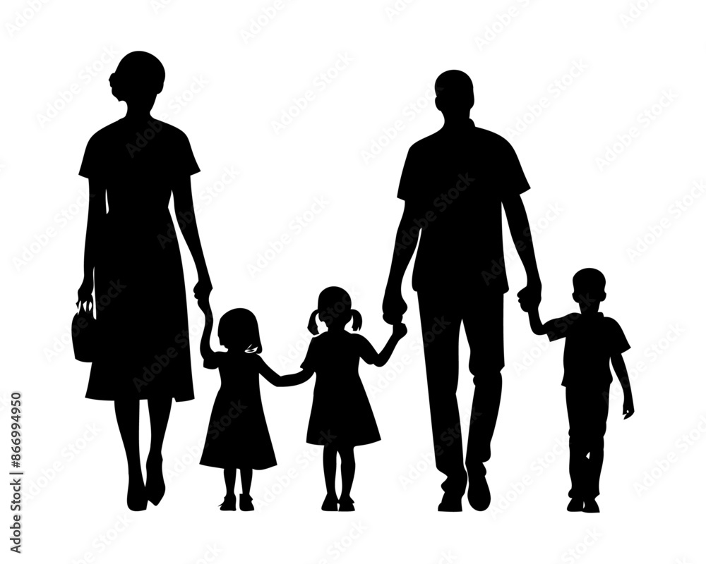 silhouette of a nuclear family. parents and kids. father, mother, son, daughter illustration. man woman girl boy template. silhouette of a nuclear family. parents and kids. father, mother, son, daughter illustration. man woman girl boy template.
