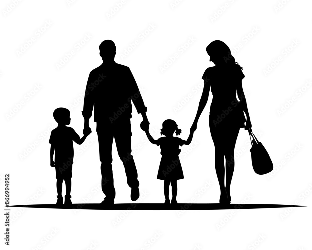 silhouette of a nuclear family. parents and kids. father, mother, son, daughter illustration. man woman girl boy template. silhouette of a nuclear family. parents and kids. father, mother, son, daughter illustration. man woman girl boy template.