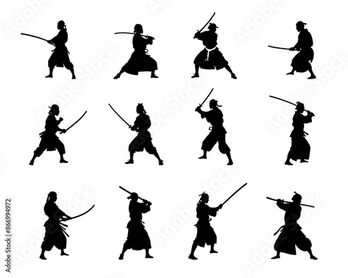 kendo athletes in dynamic poses, martial arts sports vector for japanese culture and samurai ninja fighters in traditional armor