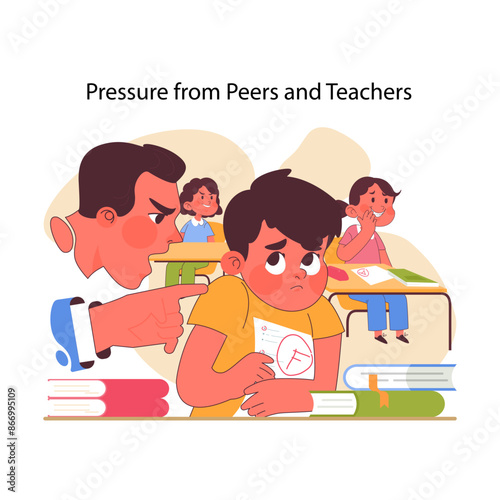 Educational stress concept. Flat vector illustration