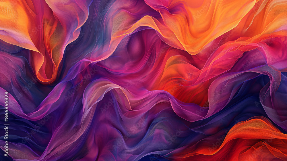 Fototapeta premium Swirling fabric-like textures in colorful abstract digital art piece