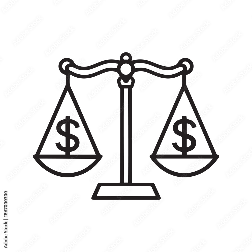 Scales dollar coin icon price gold value cost design. Scales dollar coin icon price gold value cost design.