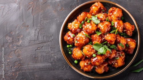 Indian Chinese Gobi Manchurian Dish with Copy Space