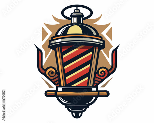 colorful barberpole for barbershop logo design