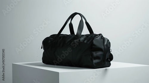 A black leather bag on white background UHD wallpaper