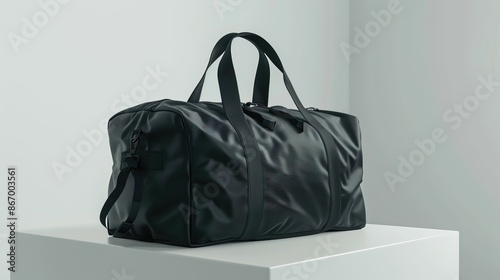 A black leather bag on white background UHD wallpaper