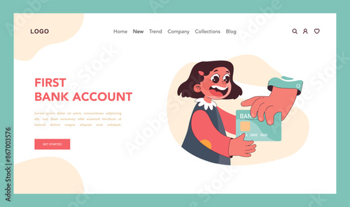 Child Banking concept. Flat vector illustration.