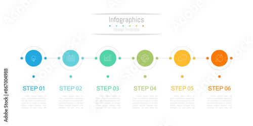 Infographic 6 options design elements for your business data. Vector Illustration.