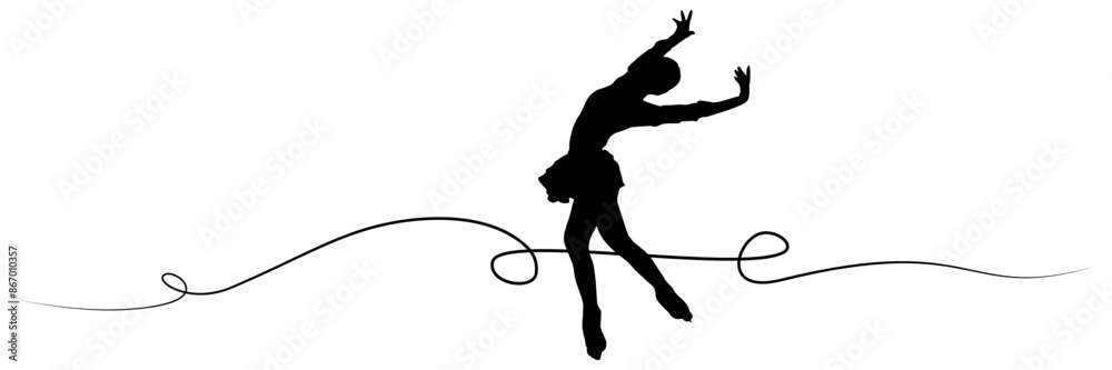 Fototapeta premium line art silhouette illustration background skating