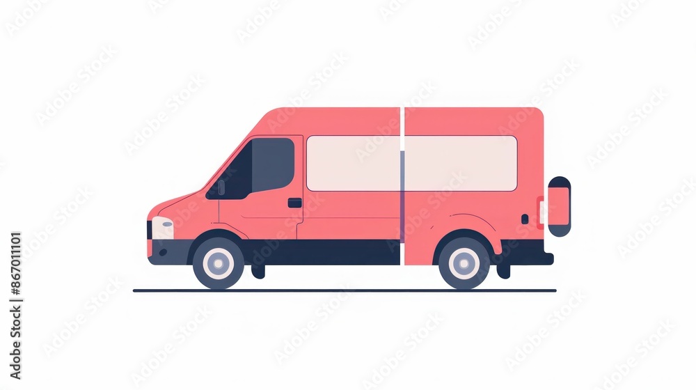 Pink delivery van for travel and business services on white background illustration Pink delivery van for travel and business services on white background illustration