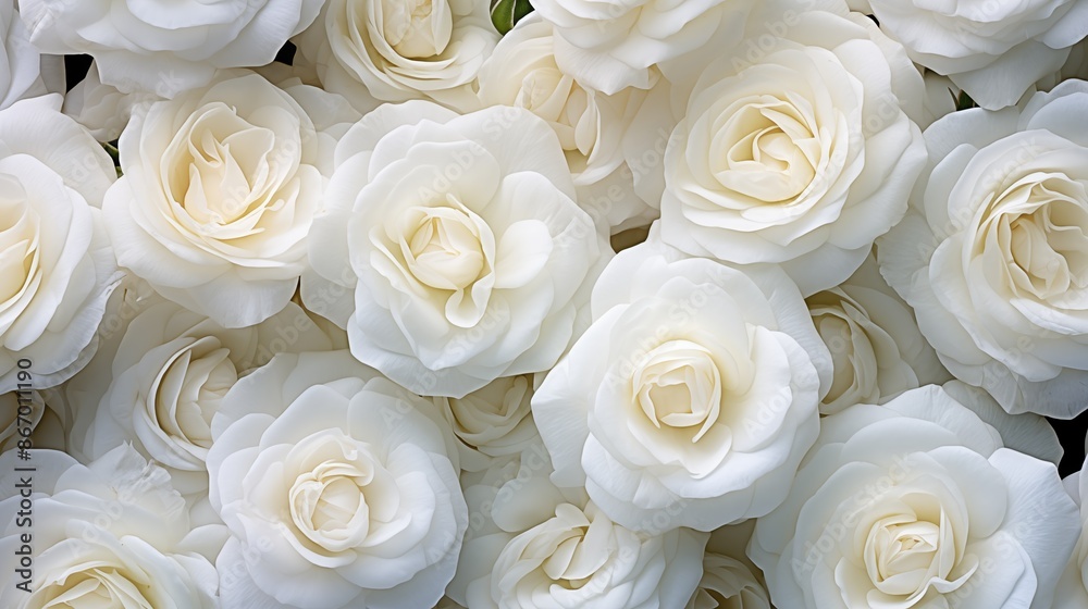 Many Lisianthus flowers bouquet pattern. A close-up view of numerous white roses in full bloom, showcasing their delicate petals and natural beauty. Full screen filled. Many Lisianthus flowers bouquet pattern. A close-up view of numerous white roses in full bloom, showcasing their delicate petals and natural beauty. Full screen filled.