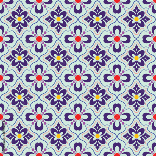 Indian Arabic floral mosaic and European seamless pattern 