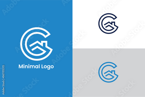 Outstanding professional trendy awesome initial letter GC home icon logo suitable for construction company  logo, real estate business, letter CG home roof home roof logo, home remodelling logo, home 