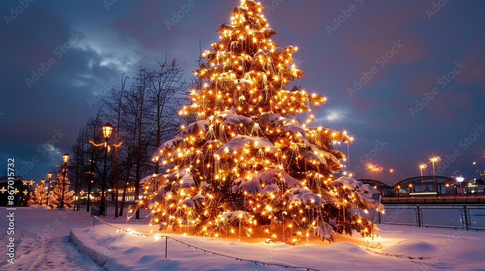 Closeup, Christmas tree with beautiful lights. Closeup, Christmas tree with beautiful lights.