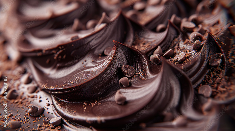 Texture of Melted Chocolate. Chocolate with Chocochips, Closeup Chocolate. Chocolate Background. Chocolate Day Concept with Copy Space Texture of Melted Chocolate. Chocolate with Chocochips, Closeup Chocolate. Chocolate Background. Chocolate Day Concept with Copy Space