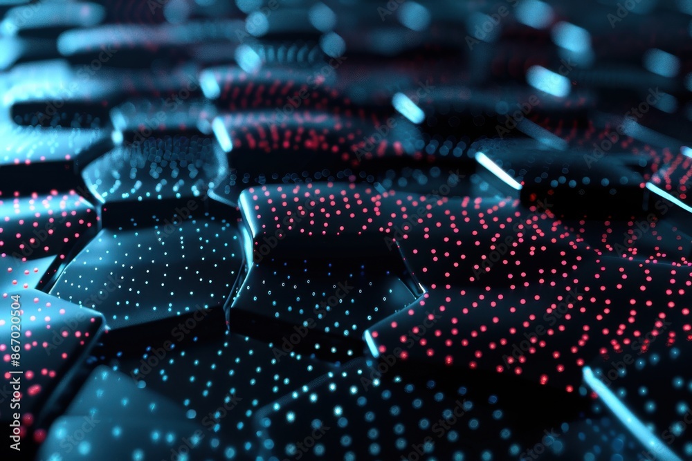 Fototapeta premium Futuristic Technology. Abstract Background with Glowing Hexagon Pattern, Ideal for Science, Data, or Cybersecurity Concepts