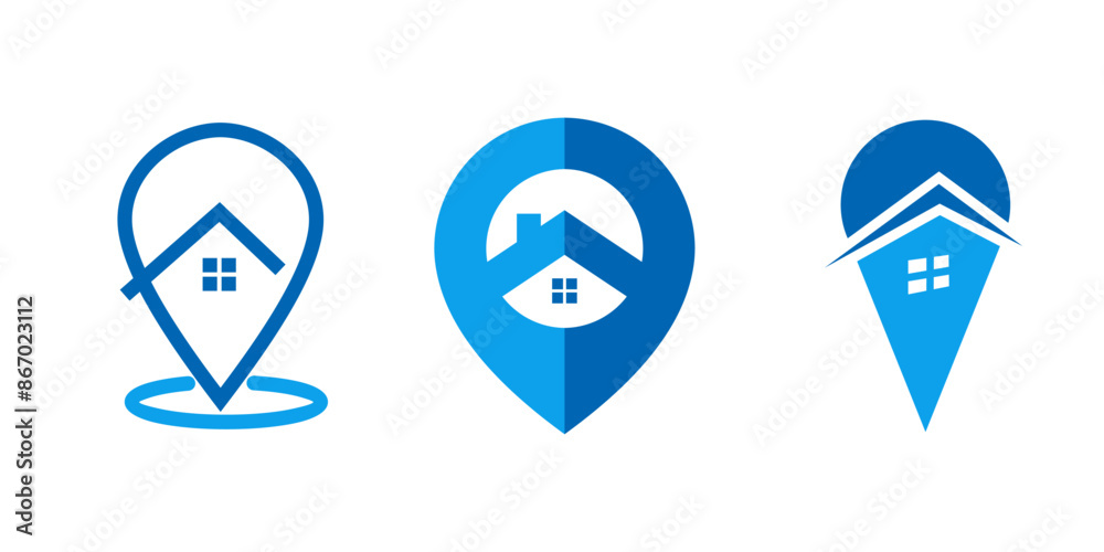 Pin house logo map mark travel business house location icon vector Pin house logo map mark travel business house location icon vector