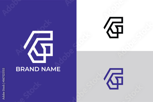 initial letter G minimal abstract 3d lineart logo, letter GF FG G Minimal elegant monogram art logo, letter G logo suitable for construction, finance and real estat business photo