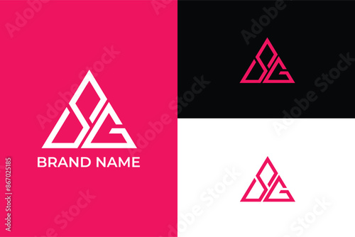 letter A initial modern abstract geometric logo, Minimal elegant monogram art logo initial letter SG GS professional trendy awesome artistic business logo, SG mountain peak logo 