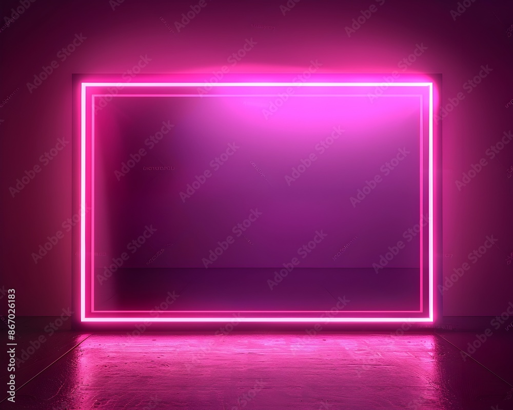 Neon Pink Frame with Vibrant Glowing Effect Isolated on White Backdrop Neon Pink Frame with Vibrant Glowing Effect Isolated on White Backdrop