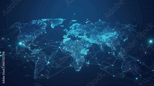 Fototapeta Naklejka Na Ścianę i Meble -  A minimalist world map with highlighted travel routes, perfect for travel agencies and booking services. Generative AI