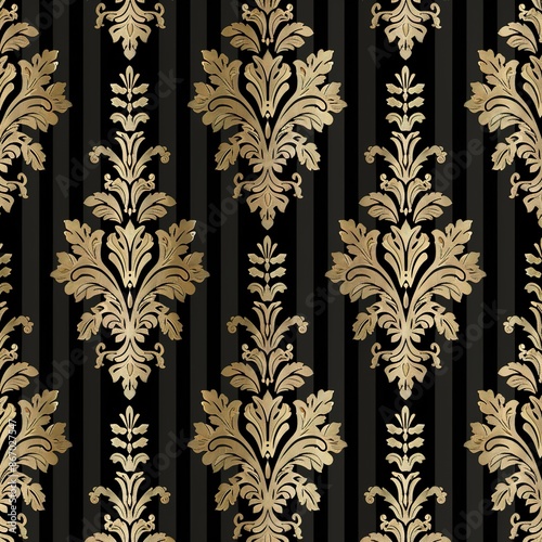 Wallpaper Mural Seamless Damask line gold Torontodigital.ca