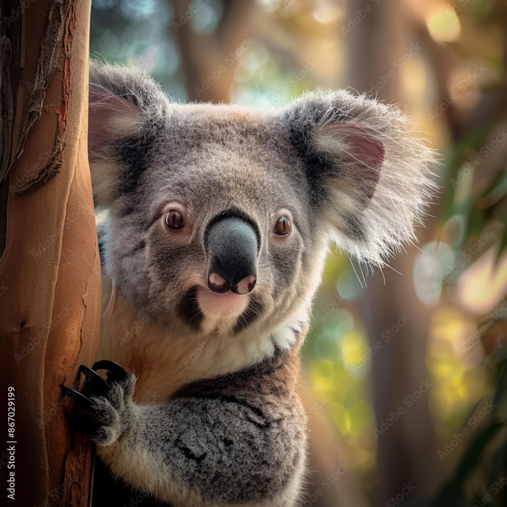 Marsupial koala cute fur, AI Generative Marsupial koala cute fur, AI Generative