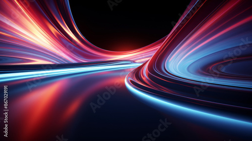 Abstract Flowing Light Trails in Motion