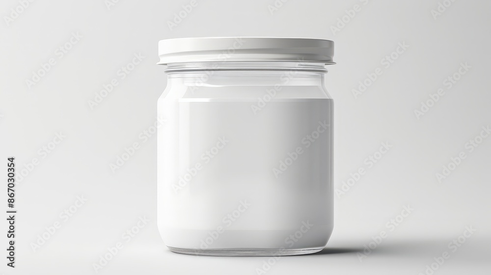 White Glass Jar with Blank Label Mockup White Glass Jar with Blank Label Mockup