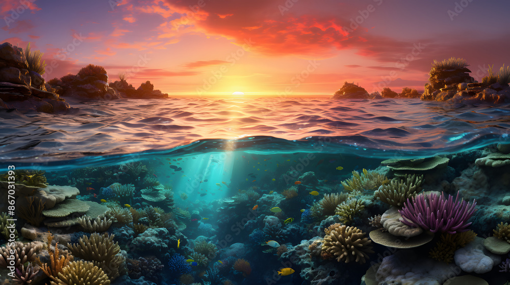 Fototapeta premium Great Barrier Reef Summer Sunset