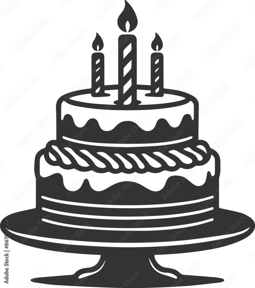 birthday cake with candles silhouettes vector illustration birthday cake with candles silhouettes vector illustration