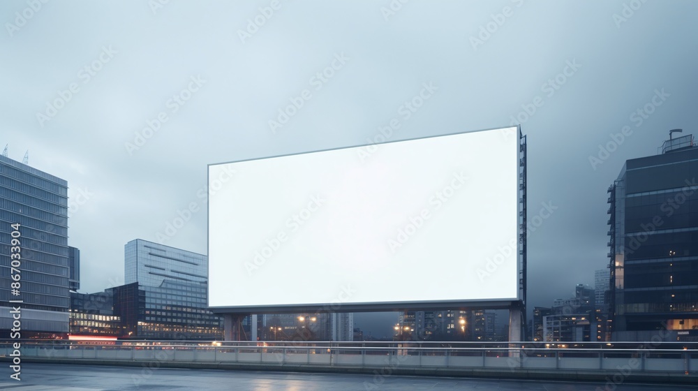 Empty billboard sign on an office building.