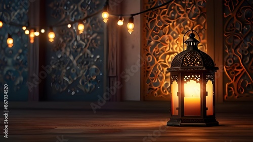 Ramadan Lantern decoration background 3d rendering Generative AI © Fazal